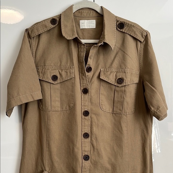 BR Limited Edition Khaki Utility Safari Romper Cotton Linen Jumpsuit, Size 12 - Picture 15 of 15